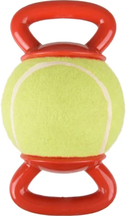 Flamingo Jouet Chien Tpr Spela Balle De Tennis+2 Poignees Rouge Diamètre 13cm
