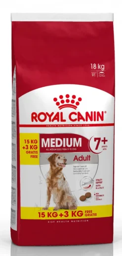 Royal Canin Medium Adult 7+ Pour Chien 15kg + 3kg Gratuit